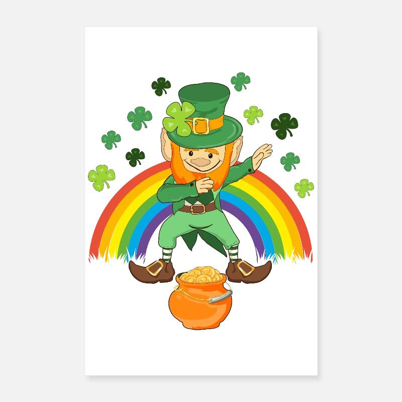 Dabbing Leprechaun Pot de trèfle d’or St. Patrick’s Day Poster 40 x 60 cm