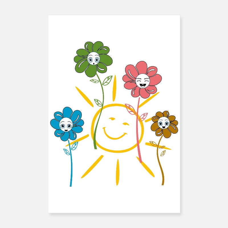 Sun with Flowers Spring Poster 16" x 24" (40x60 cm)