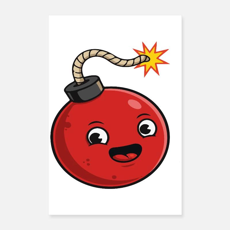 Cartoon Bomb with Cheerful Expression Poster 16" x 24" (40x60 cm)
