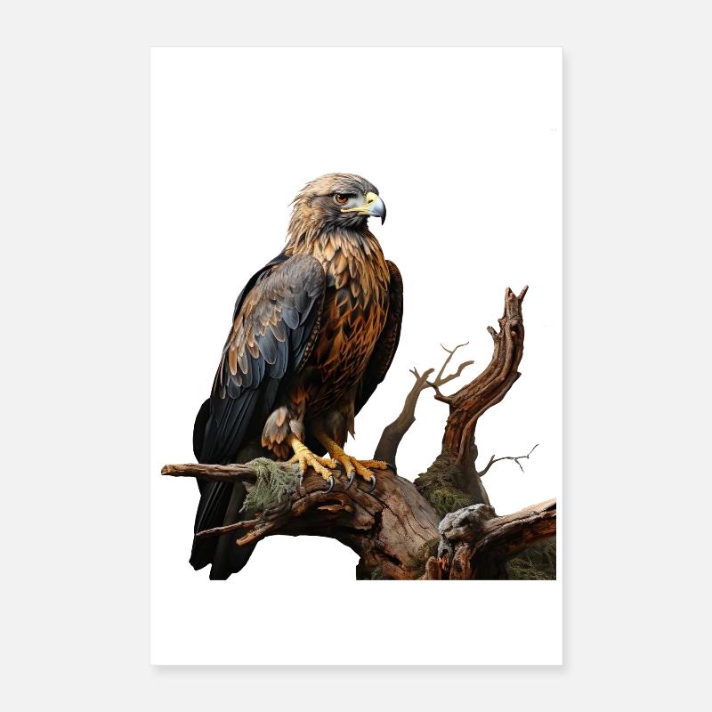 Imperial eagle on mossy branch Poster 16" x 24" (40x60 cm)