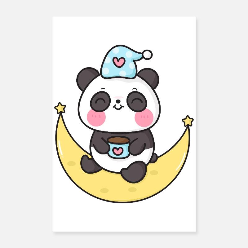 Celestial Panda on the Moon Poster 16" x 24" (40x60 cm)