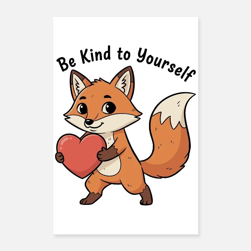 Cute fox with heart Poster 16" x 24" (40x60 cm)