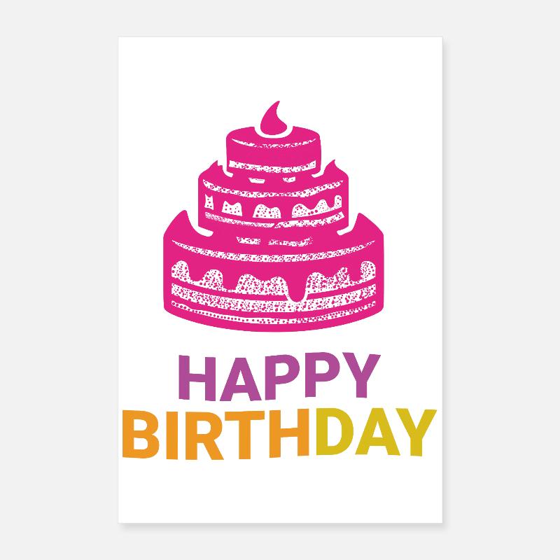Emblème du gâteau d’anniversaire en couches Poster 40 x 60 cm