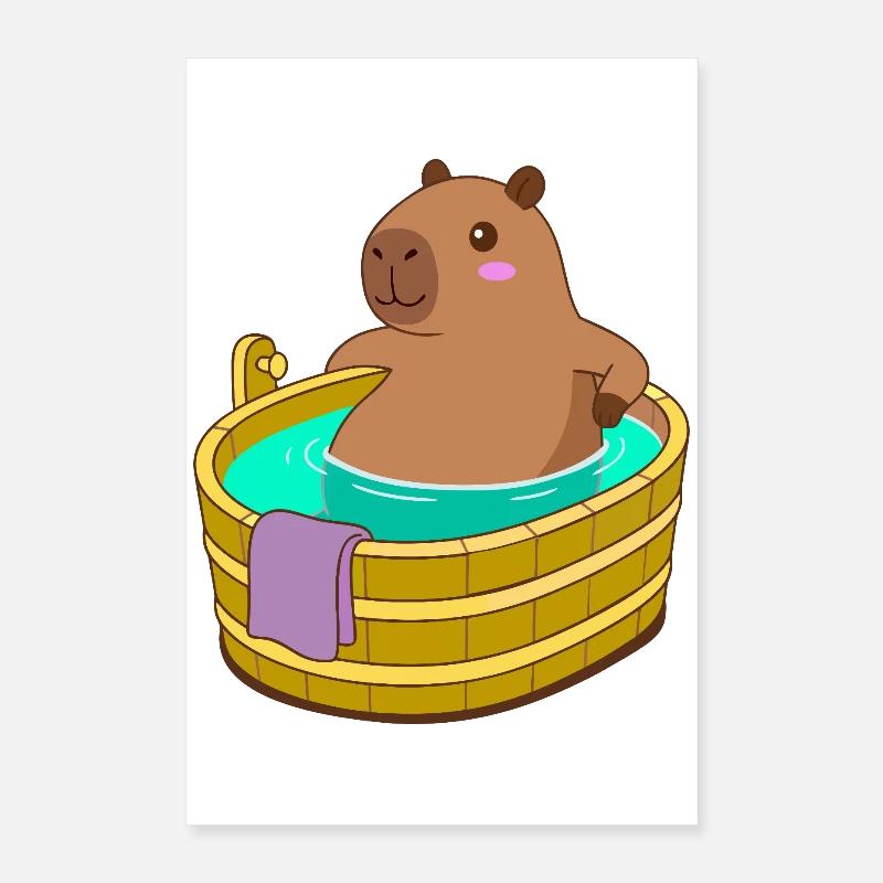 Bain et spa Capybara - Cadeau Cosy Kawaii Poster 40 x 60 cm