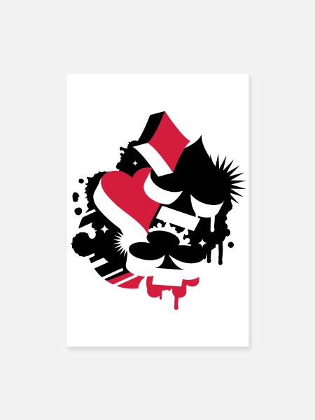 Quatre cartes à jouer symboles le Carreau , le - Poster 40 x 60 cm - blanc - Devant