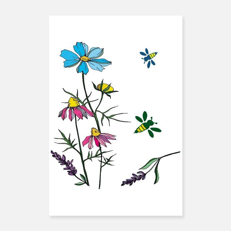 Herbs, chamomile, bees Poster 16" x 24" (40x60 cm)