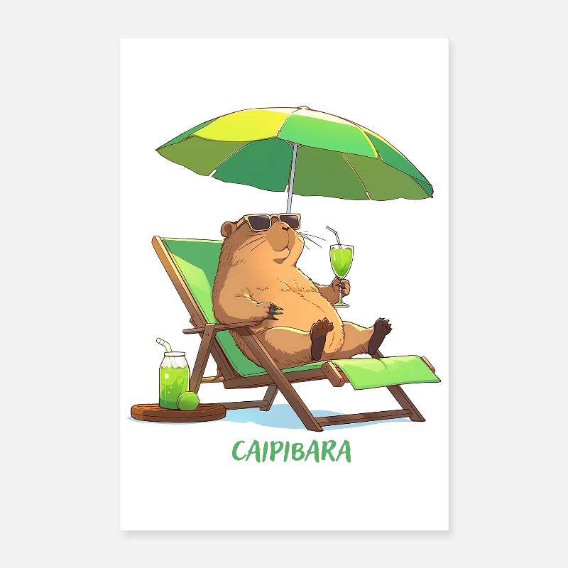 Caipibara Summer Capybara Motif Poster 16" x 24" (40x60 cm)