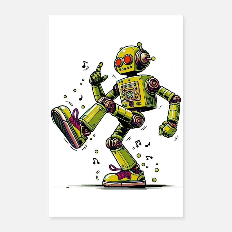 Extraterrestrial alien robot dances Poster 16" x 24" (40x60 cm)