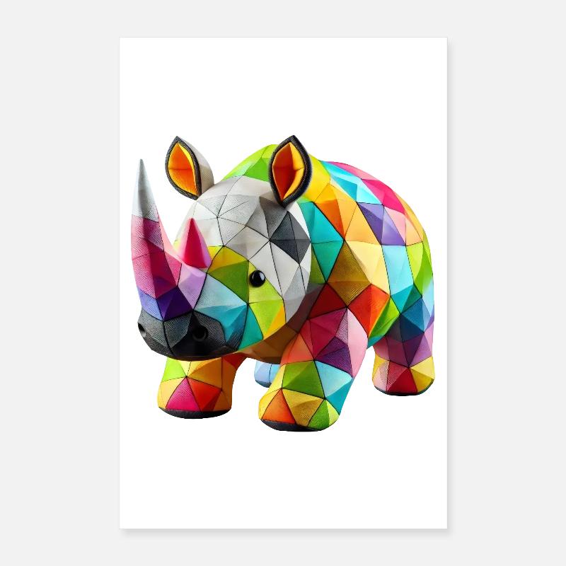Rhinoceros Rhino Polygone Patchwork Poster 40x60 cm