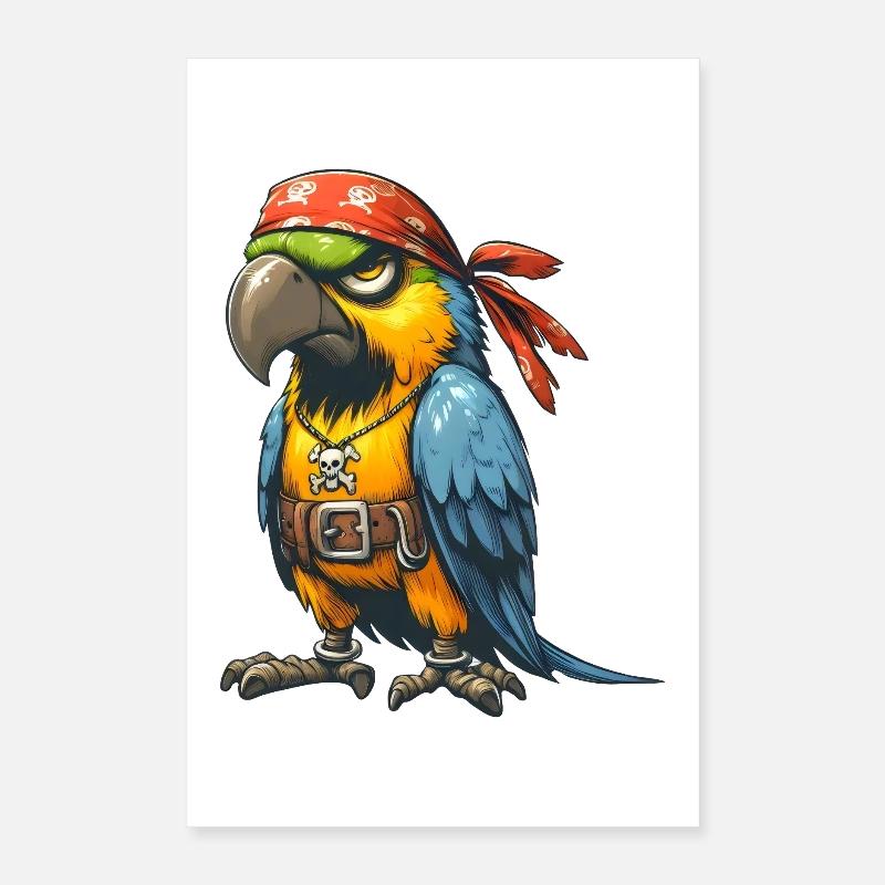 perroquet pirate Poster 40 x 60 cm