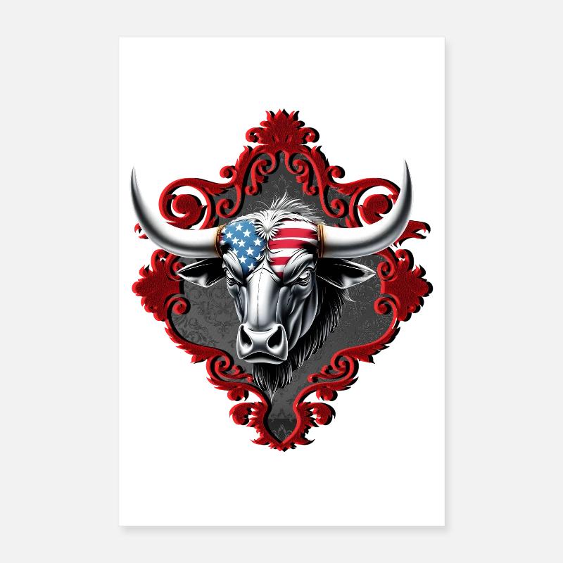 Orgueil et force : un taureau américain Poster 40 x 60 cm