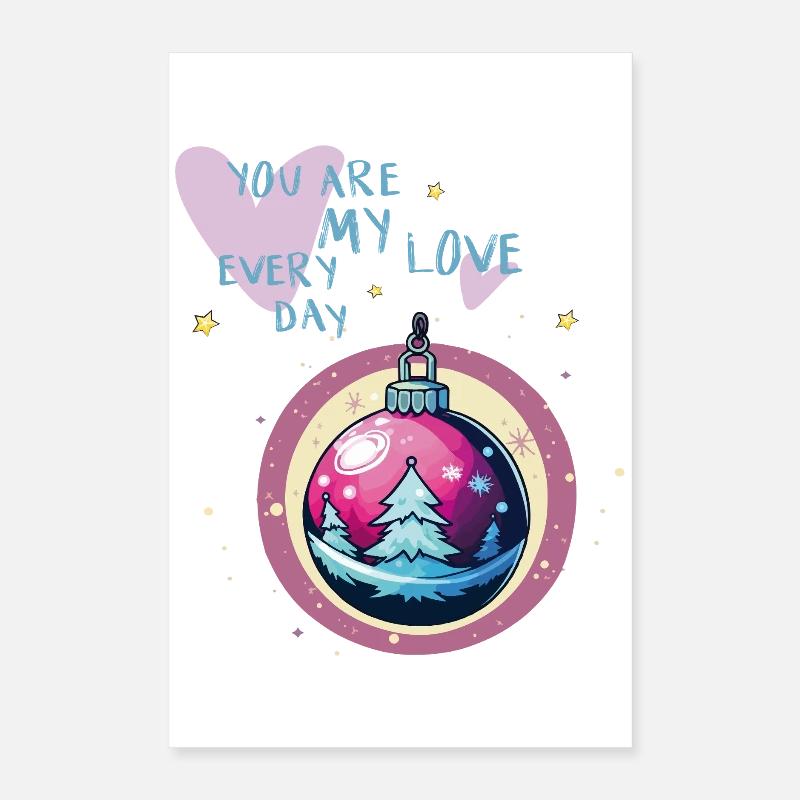 Boule de Noël amour Poster 40 x 60 cm