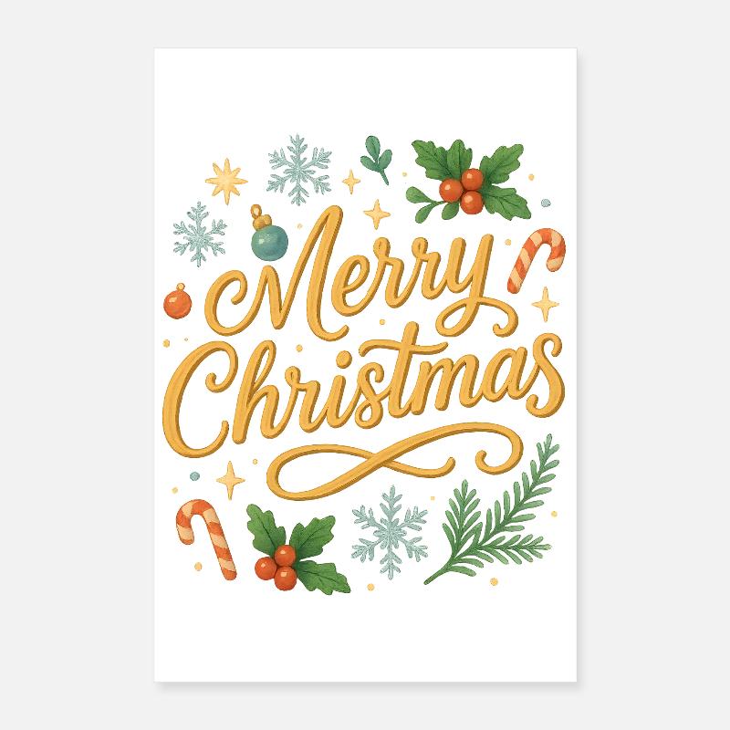 Lettrage de joyeux Noël Poster 40 x 60 cm