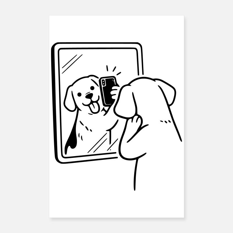 Chien Selfie Chien Poster 40 x 60 cm