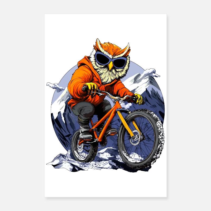 Chouettes cyclistes Poster 40 x 60 cm