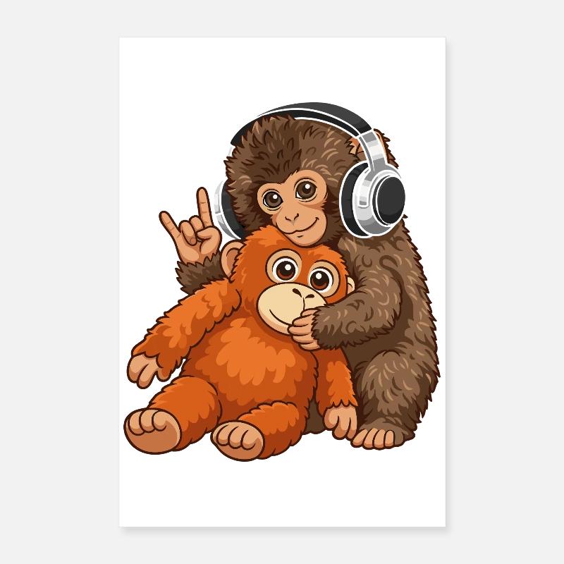 Monkey Punch Monkey Lyt til musik Poster 40x60 cm