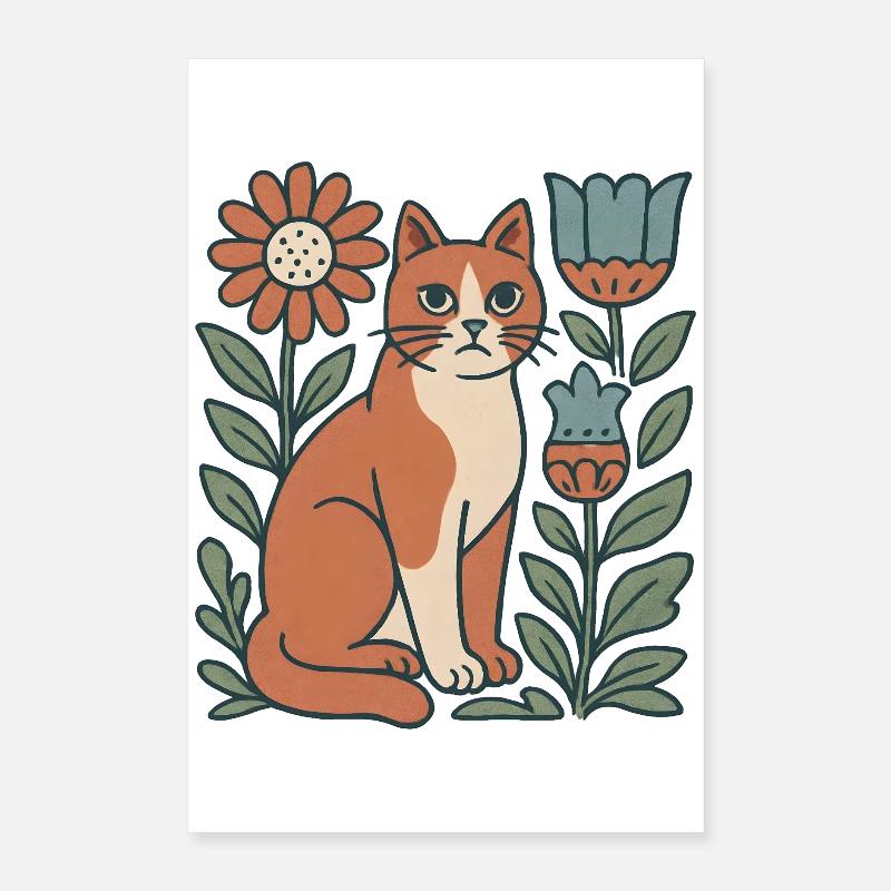 Katzengarten Blütenfreund Katze Poster 40x60 cm