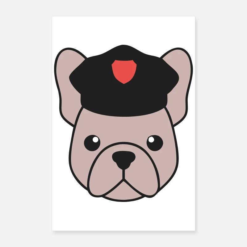 Frenchie Polizist Cop Security Poster 16" x 24" (40x60 cm)