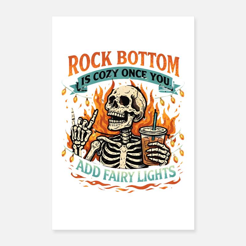 Knochen-Skelett mit Lichterkette Rock Bottom Poster 40x60 cm