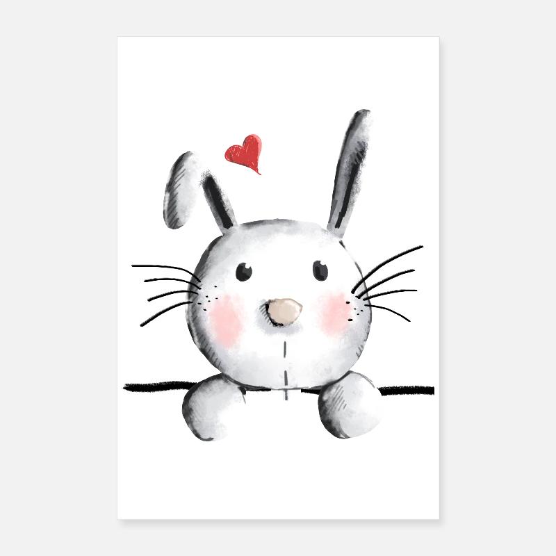 Hase mit Herz - Hasi - Häschen - Mucki - Hasen Poster 40x60 cm