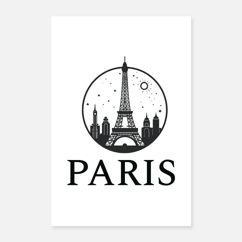 Silhouette de la tour Eiffel de Paris en cercle Poster 40 x 60 cm