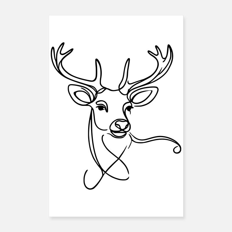 Hirsch schwarz Poster 40x60 cm