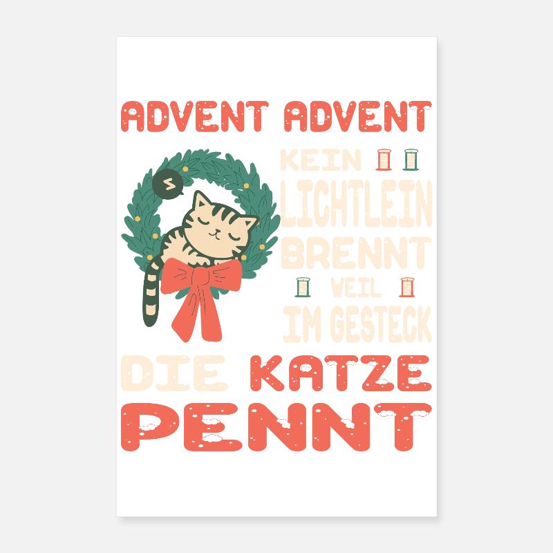 Temps de l’Avent avec chat Poster 40 x 60 cm