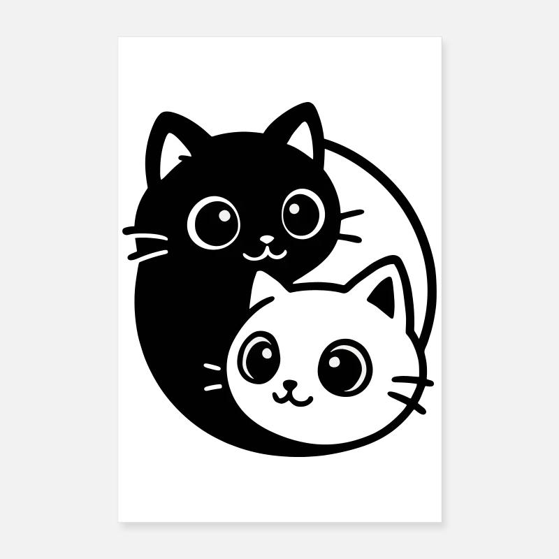 Ying Yang Katzenporträt  Poster 40x60 cm