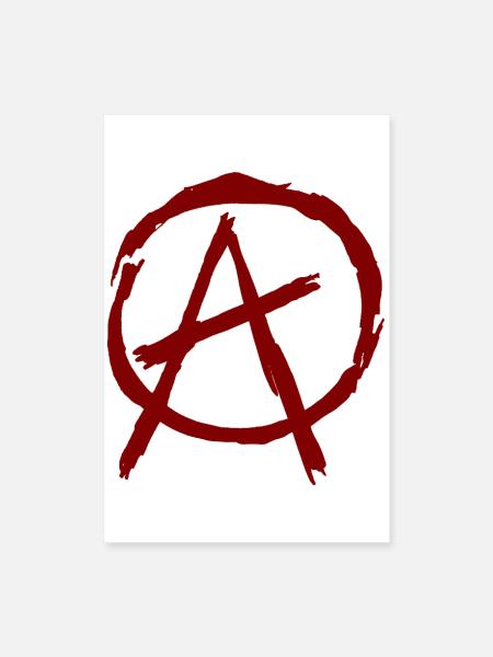 Anarchie Symbol im Kreis - dunkelrot - Poster 40x60 cm - Weiß