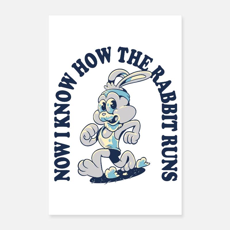 Dessin animé de sprint de lapin Poster 40 x 60 cm