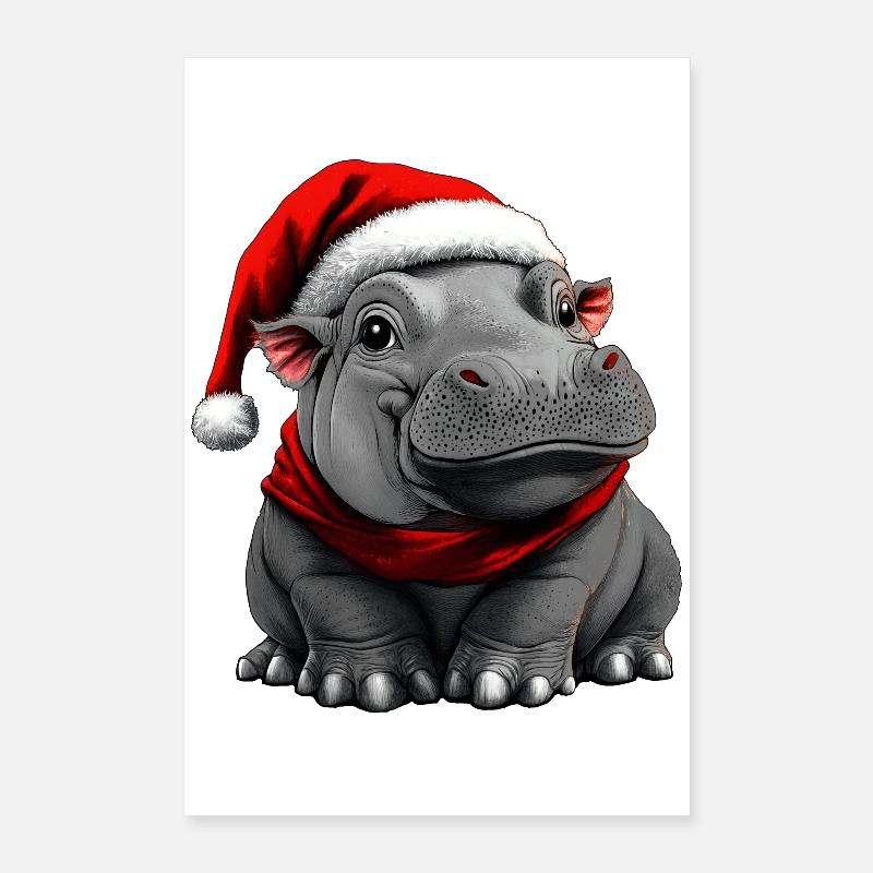 Nilpferde Christmas Poster 40x60 cm