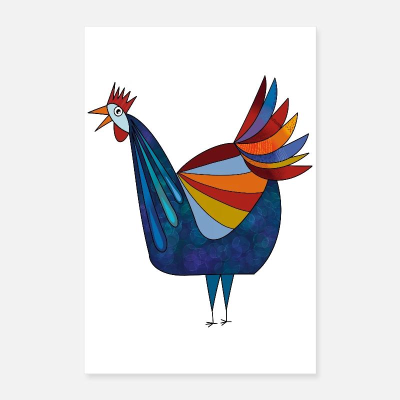 Fans de poulet - Coq - Coq - Poulet fleur - Bio Poster 40 x 60 cm