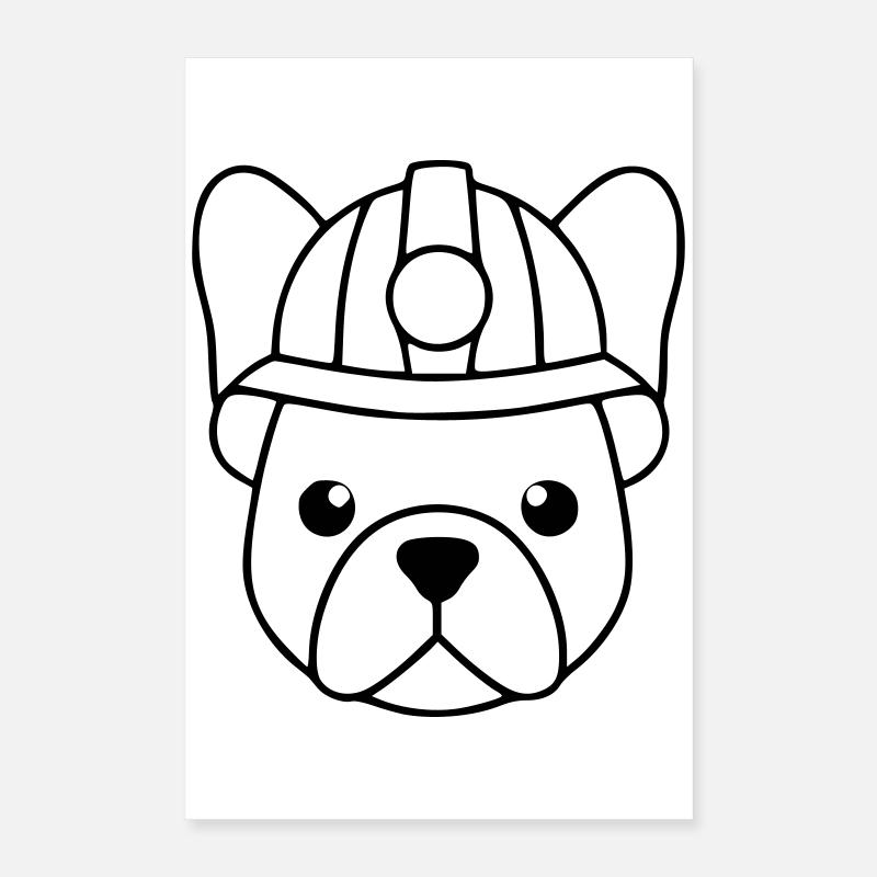Frenchie Bergarbeiter Helm Lampe Poster 40x60 cm
