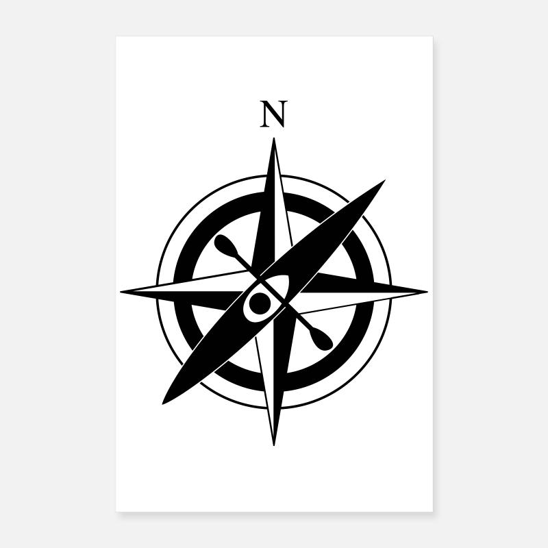 Kompass Rose Kajak Poster 40x60 cm