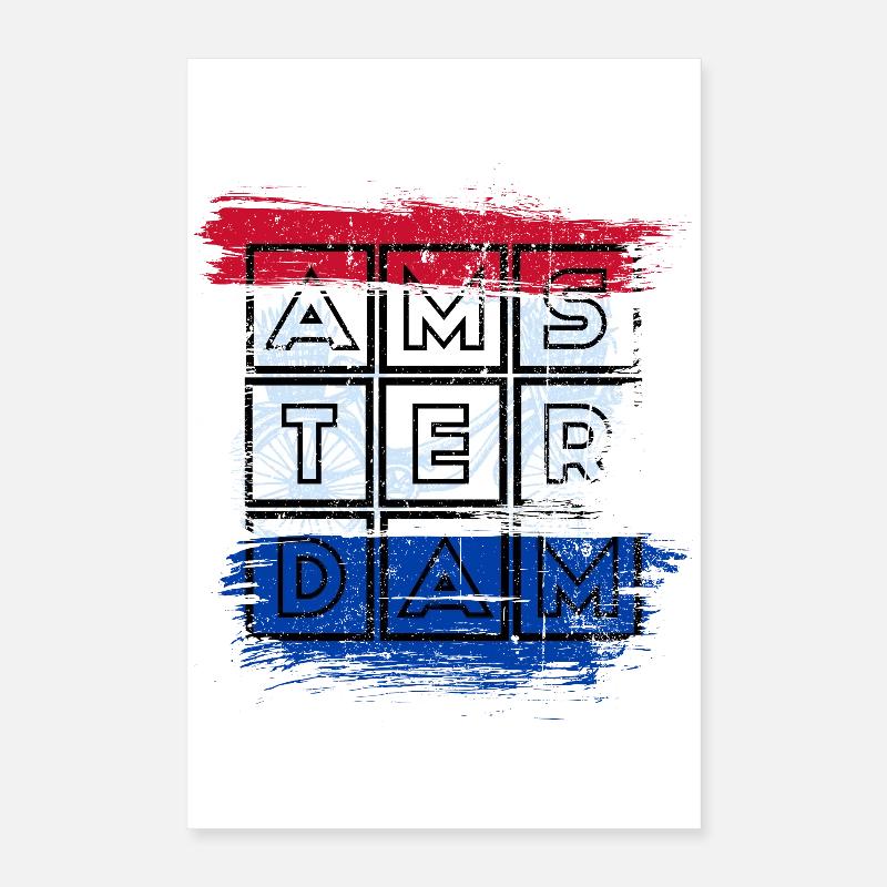 Amsterdam Grid Flag Poster 16" x 24" (40x60 cm)