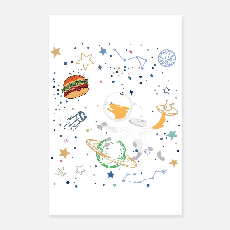 Space Explorer mit Astronaut Fox Poster 40x60 cm