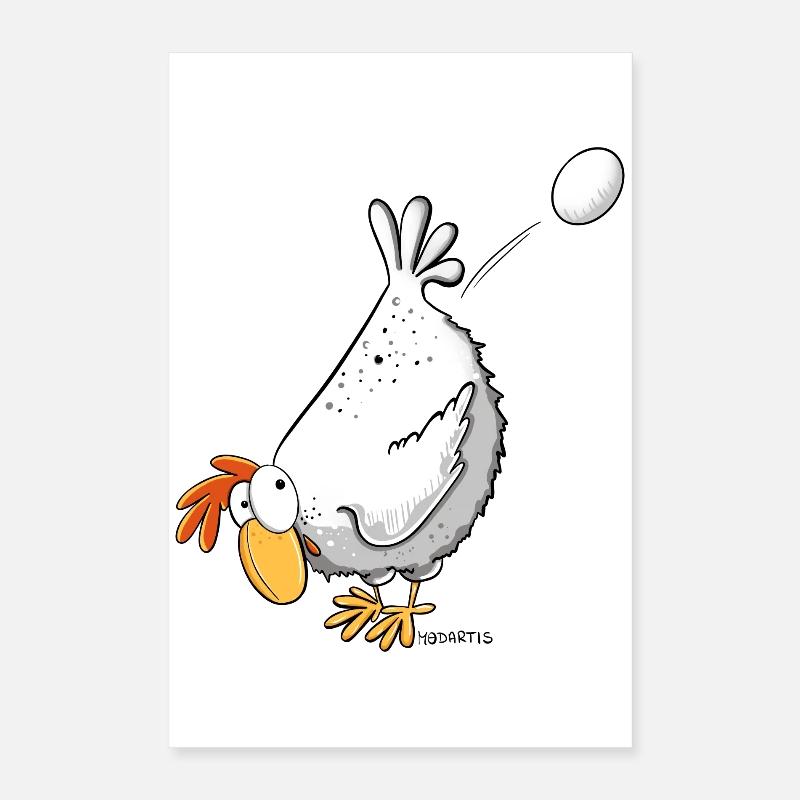 Funny chicken lays an egg I chicken motif Poster 16" x 24" (40x60 cm)