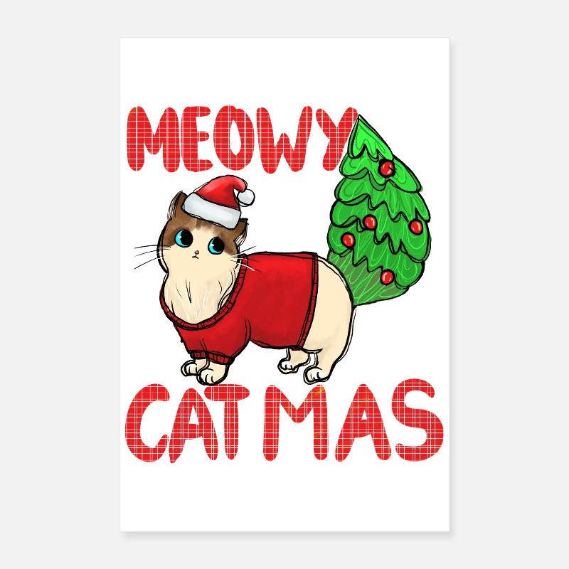 Pull de Noël Catmas Cat Meowy Poster 40 x 60 cm
