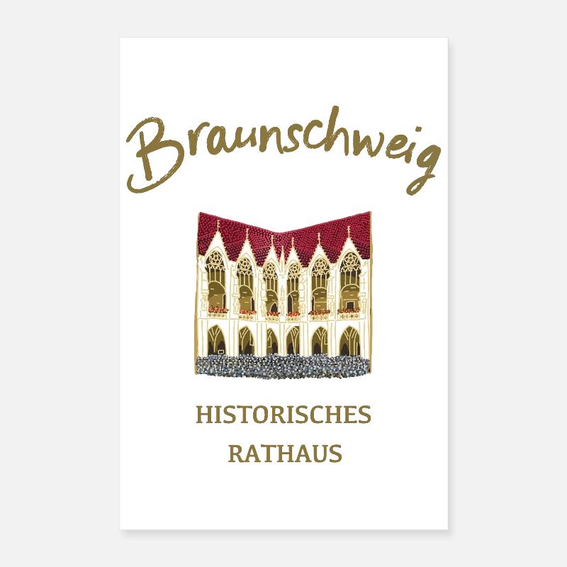 Hôtel de ville de Braunschweig, Basse-Saxe Poster 40 x 60 cm