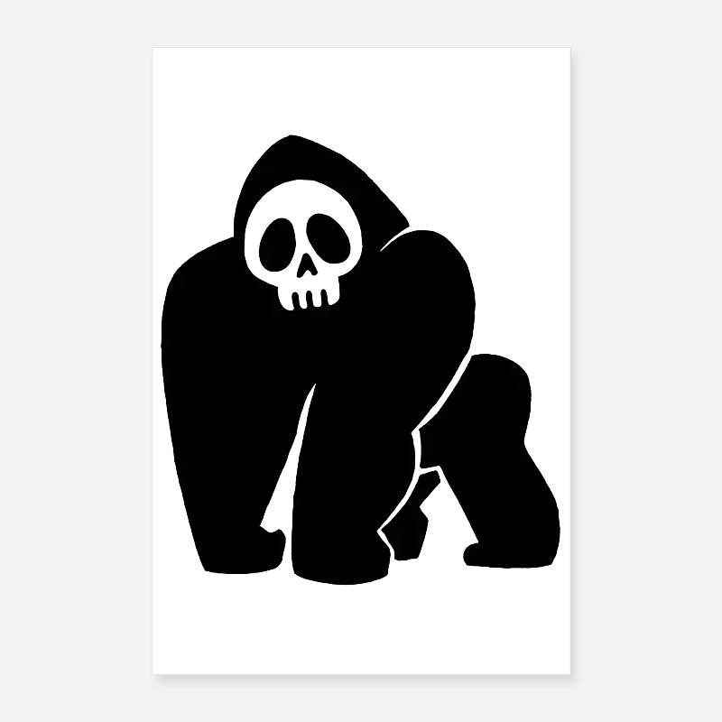 Crâne de gorille noir Poster 40 x 60 cm