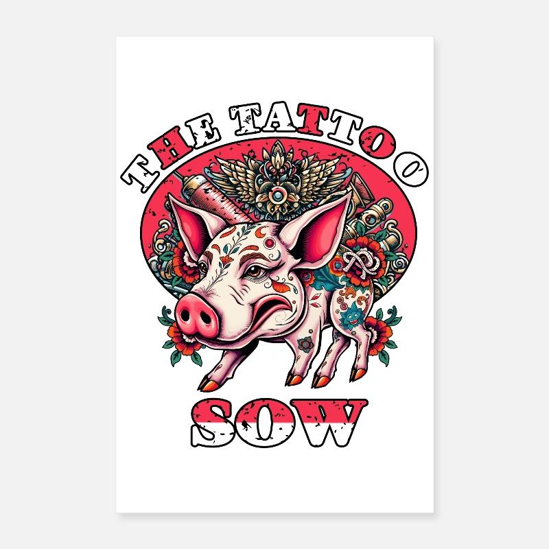 Le cochon tatoué Poster 40 x 60 cm