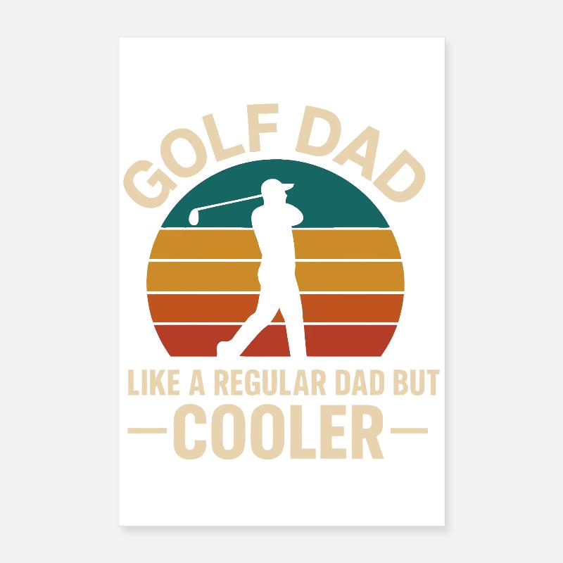 Golf Dad Rétro Coucher de soleil Design Poster 40 x 60 cm