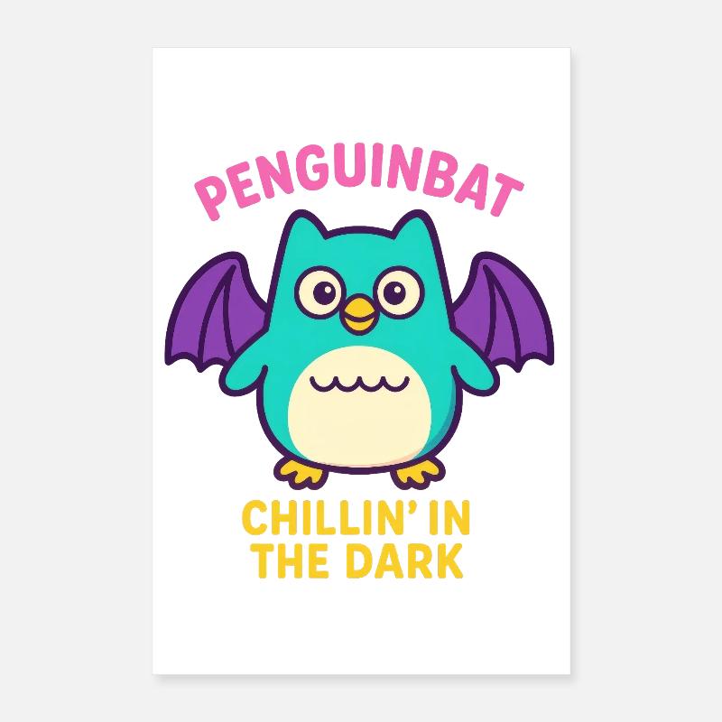 Penguinbat - Chillin’ in the Dark Poster 40x60 cm