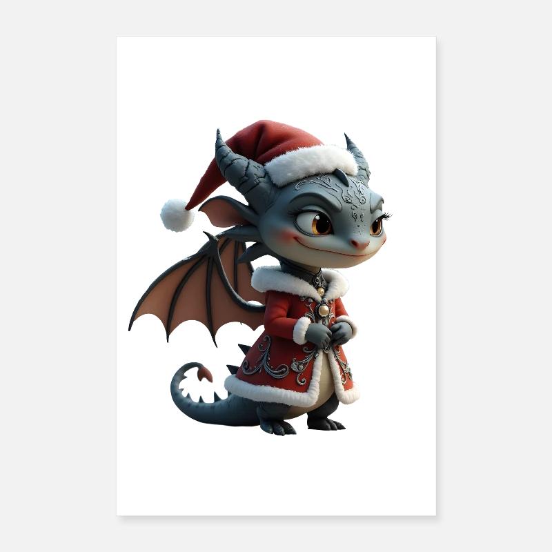 Dragon de Noël élégant Poster 40 x 60 cm