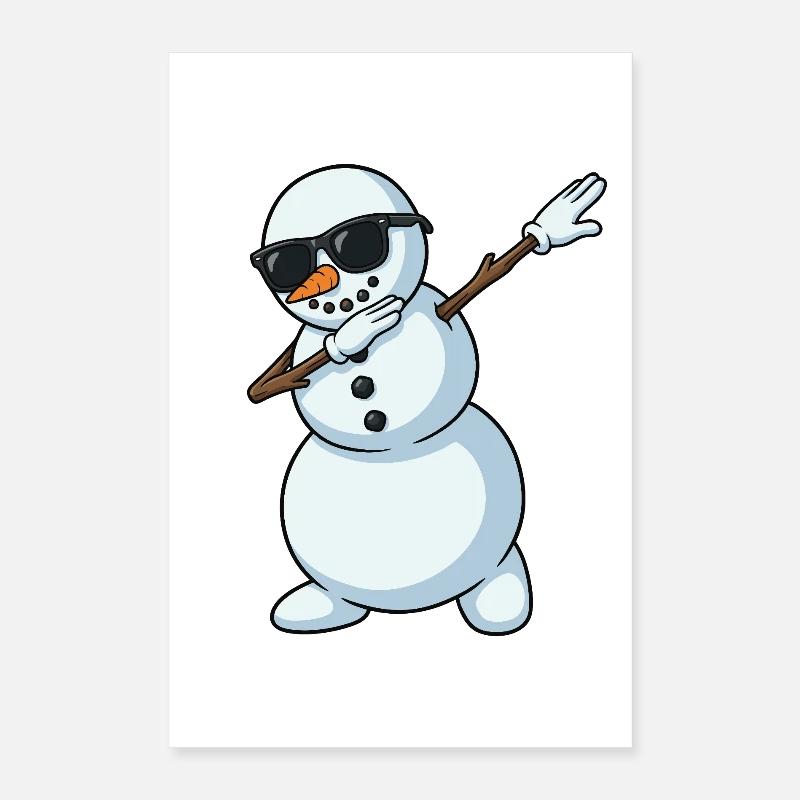 Dessin animé Dab Snowman Poster 40 x 60 cm