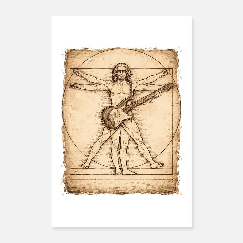 Conception du guitariste rockeur Vitruvian Poster 40 x 60 cm