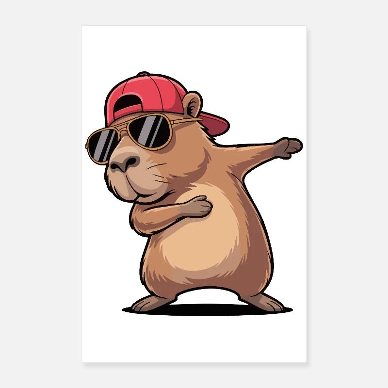 Dab frais de capybara Poster 40 x 60 cm