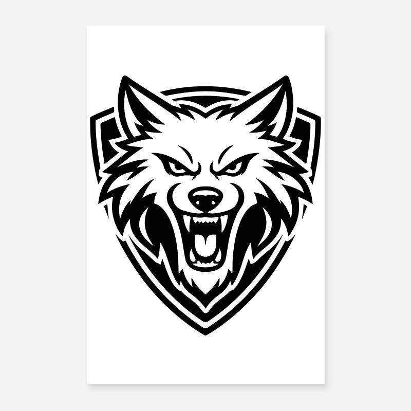 Wolf Kopf Wappen Poster 40x60 cm