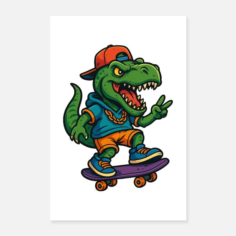 Patineur de rue T-Rex Poster 40 x 60 cm