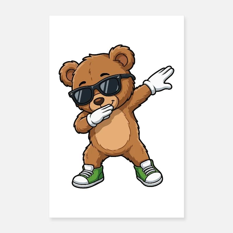 Lunettes de soleil Ours dans le Dab Poster 40 x 60 cm